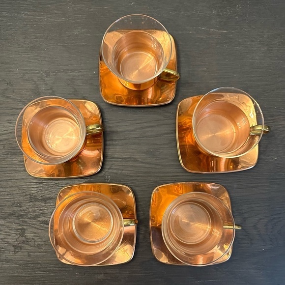 Elegant Copper Glass Tea Cup Set - Picture 2 of 7